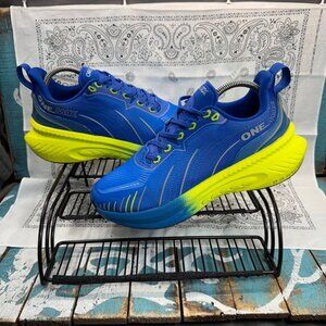 ONEMIX Bumper Elite Cushioned Running Shoes Blue Yellow Mens Size 8.5 Worn 2X
